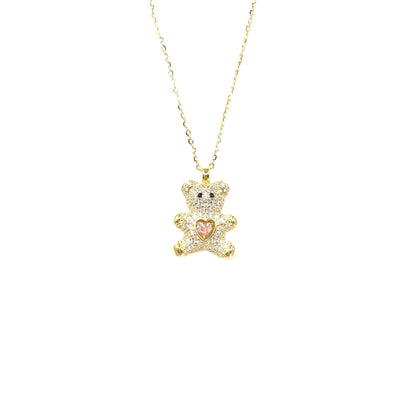 Colorful Stone Teddy Bear Necklace