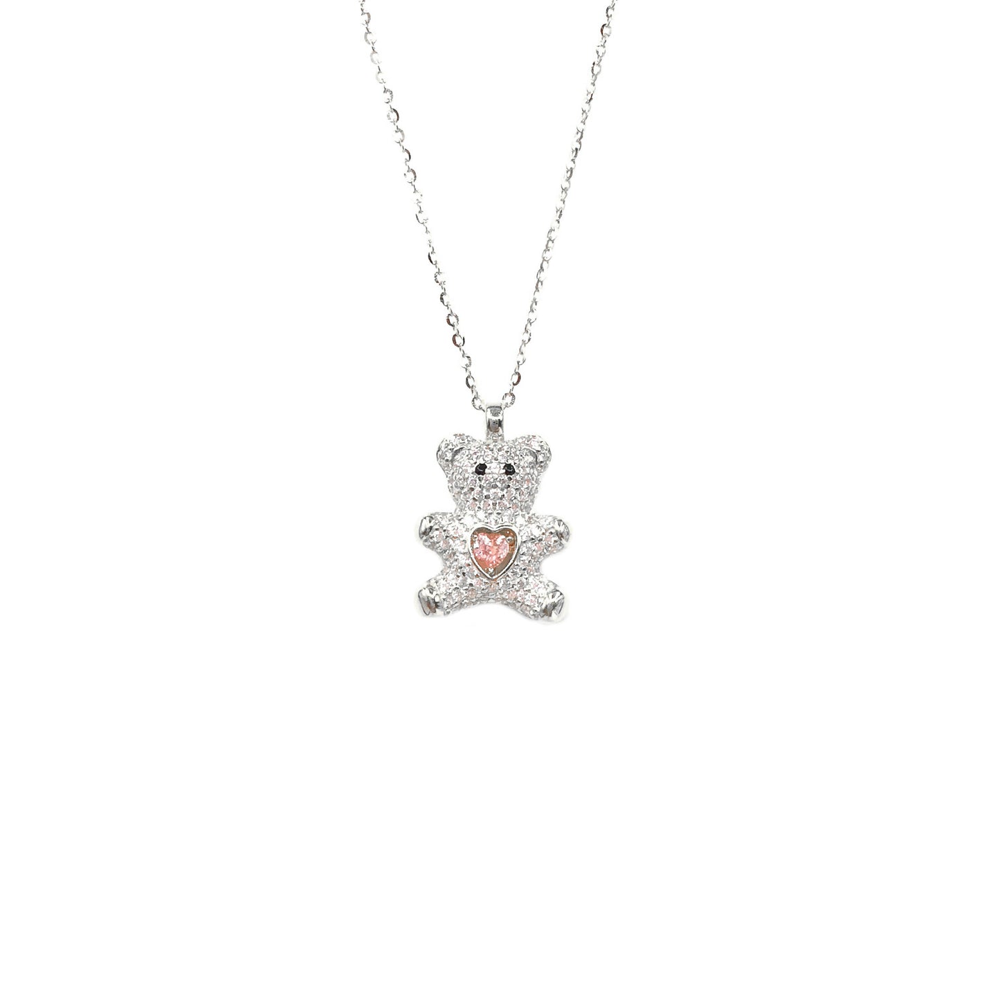 Colorful Stone Teddy Bear Necklace