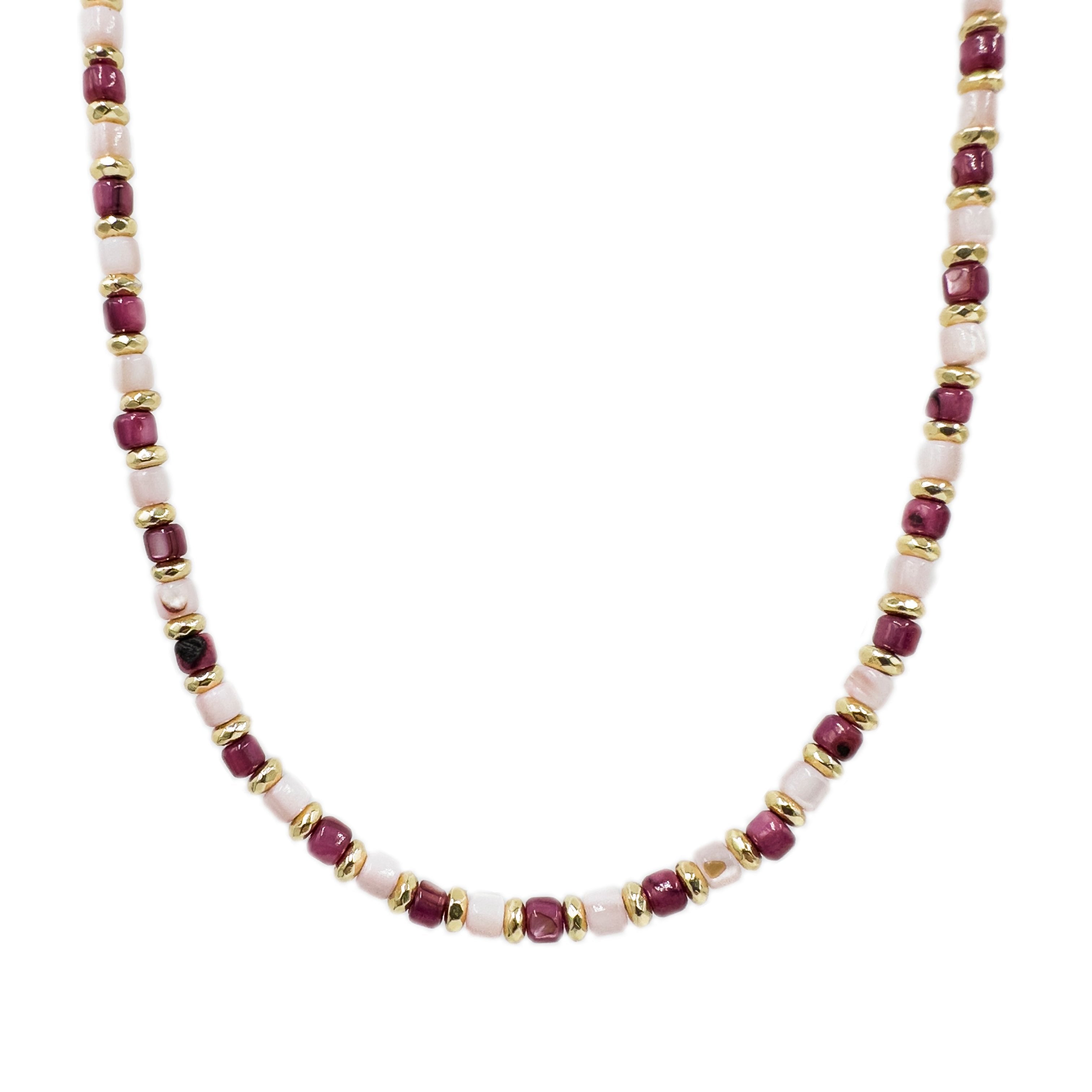 Rosa Naturstein-Halskette