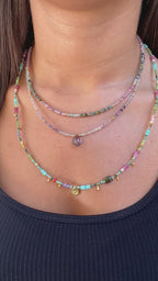 Karışık Renkli Taşlı Doğal Taş Kolye