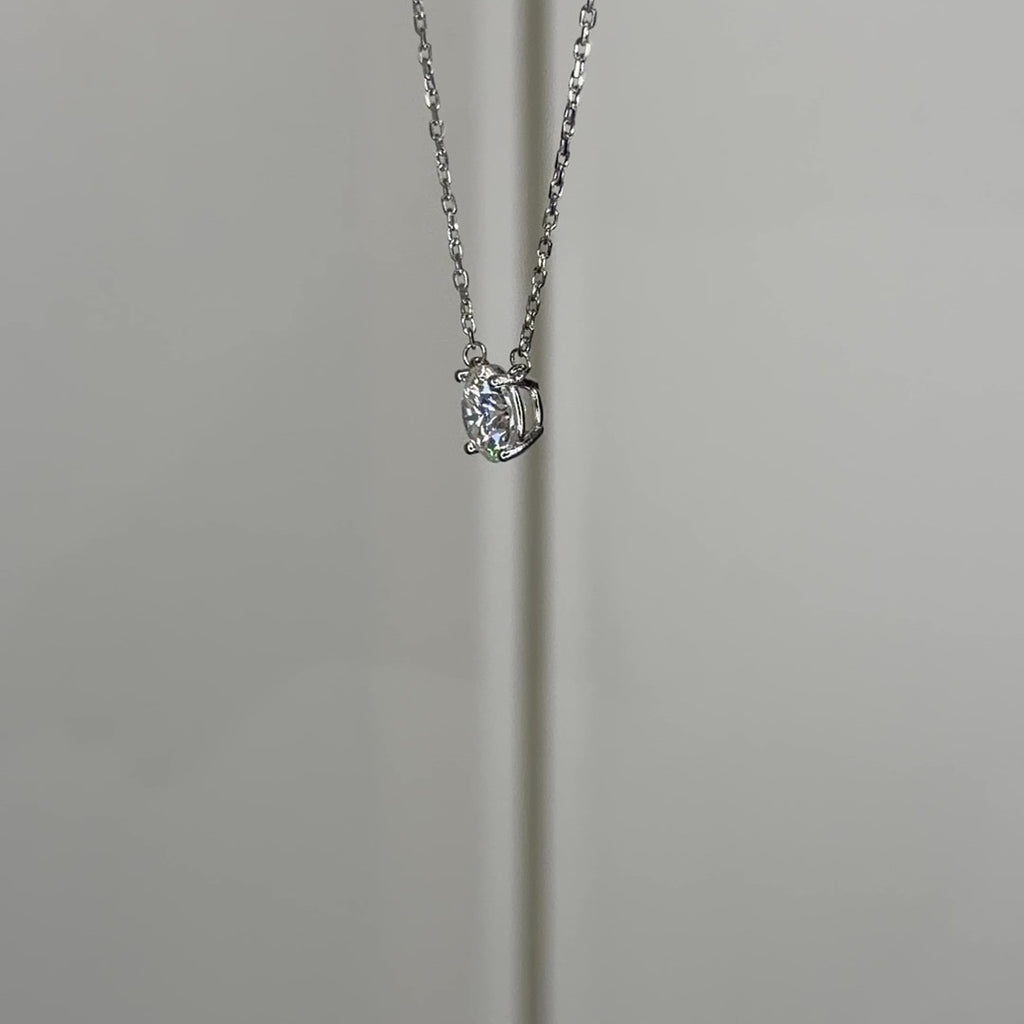 14K 7 mm Mozanit Tektaş Kolye