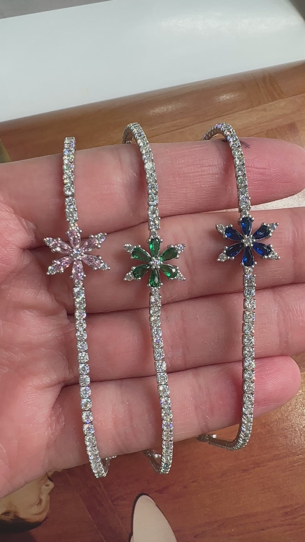 Colorful Stone Floral Tennis Bracelet