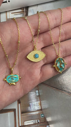 Turkuaz Apalit Taşlı Kolye