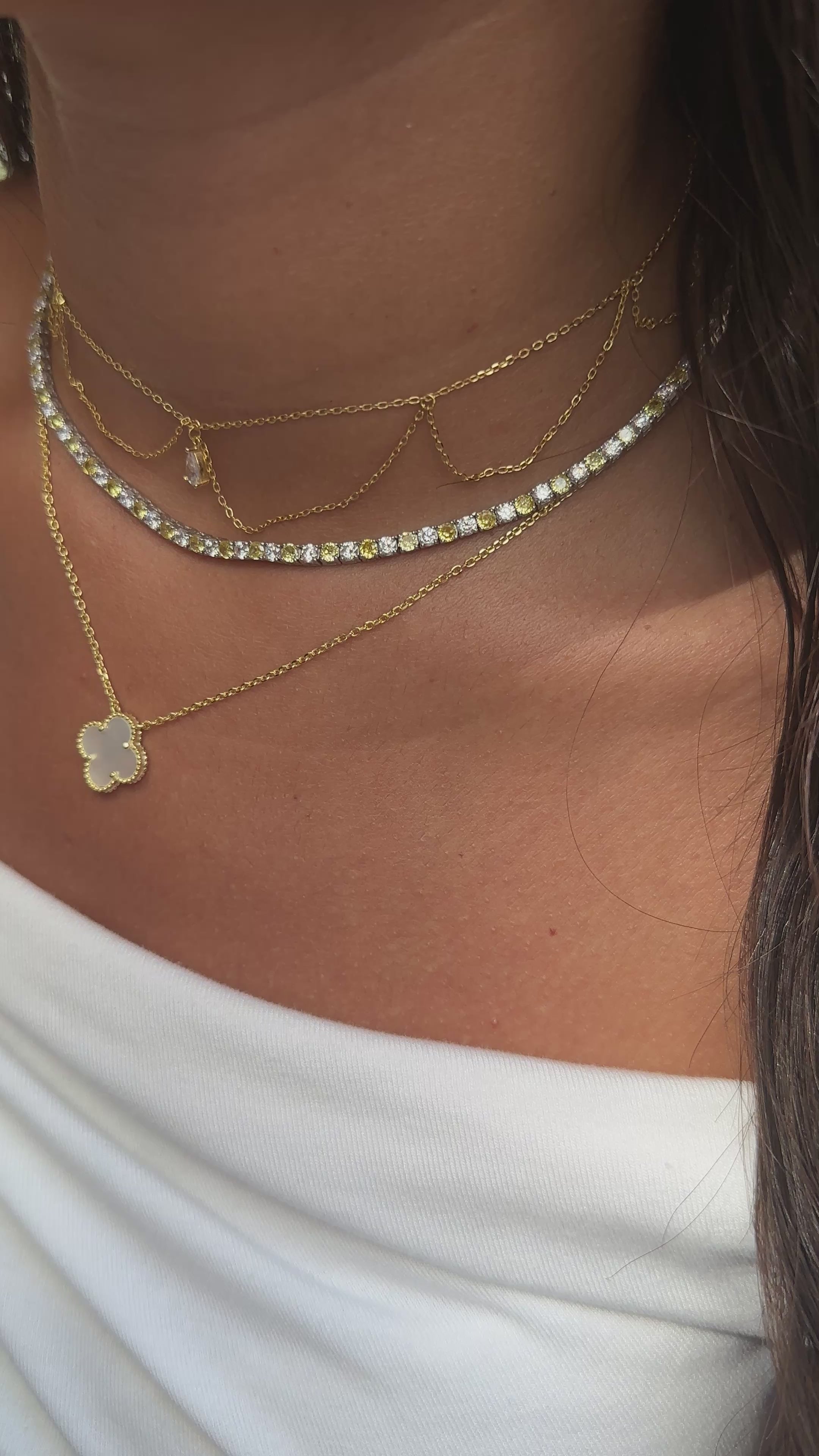 İki buçuk mm Sarı Taşlı Suyolu Kolye