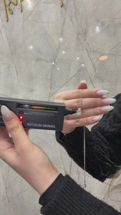 Taşlı Montür Mozanit Damla Kolye