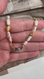 Doğal Taşlı Renkli İnci Kolye