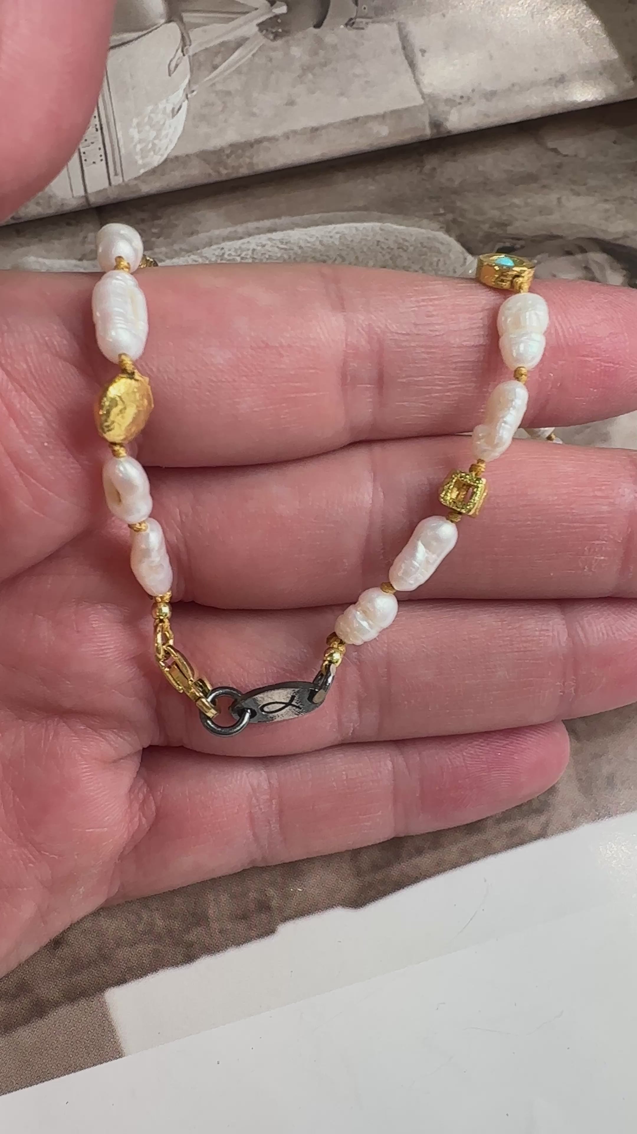 Doğal Taşlı Renkli İnci Kolye