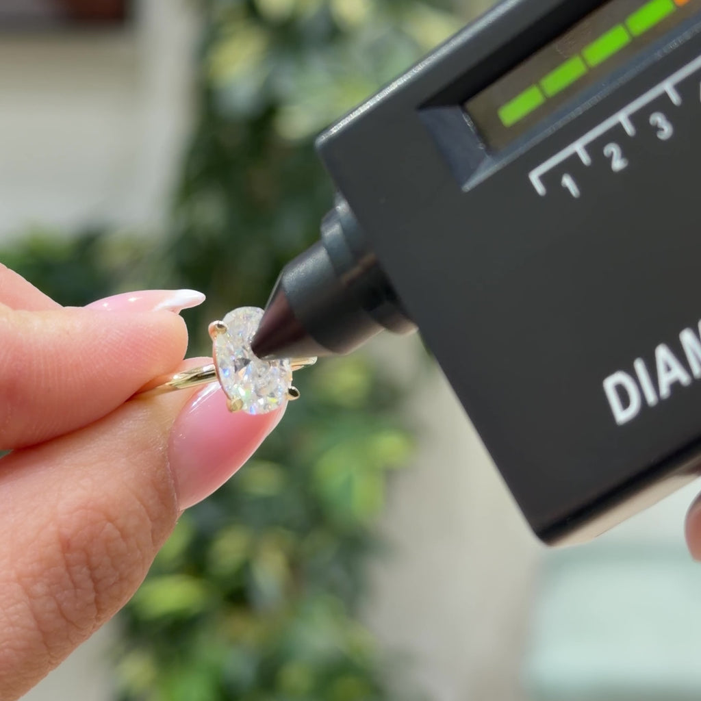14K İki Karat Mozanit Oval Yüzük