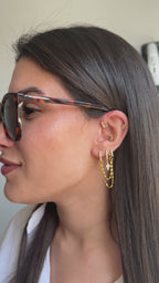 Taşlı Twin Chain Halka Küpe