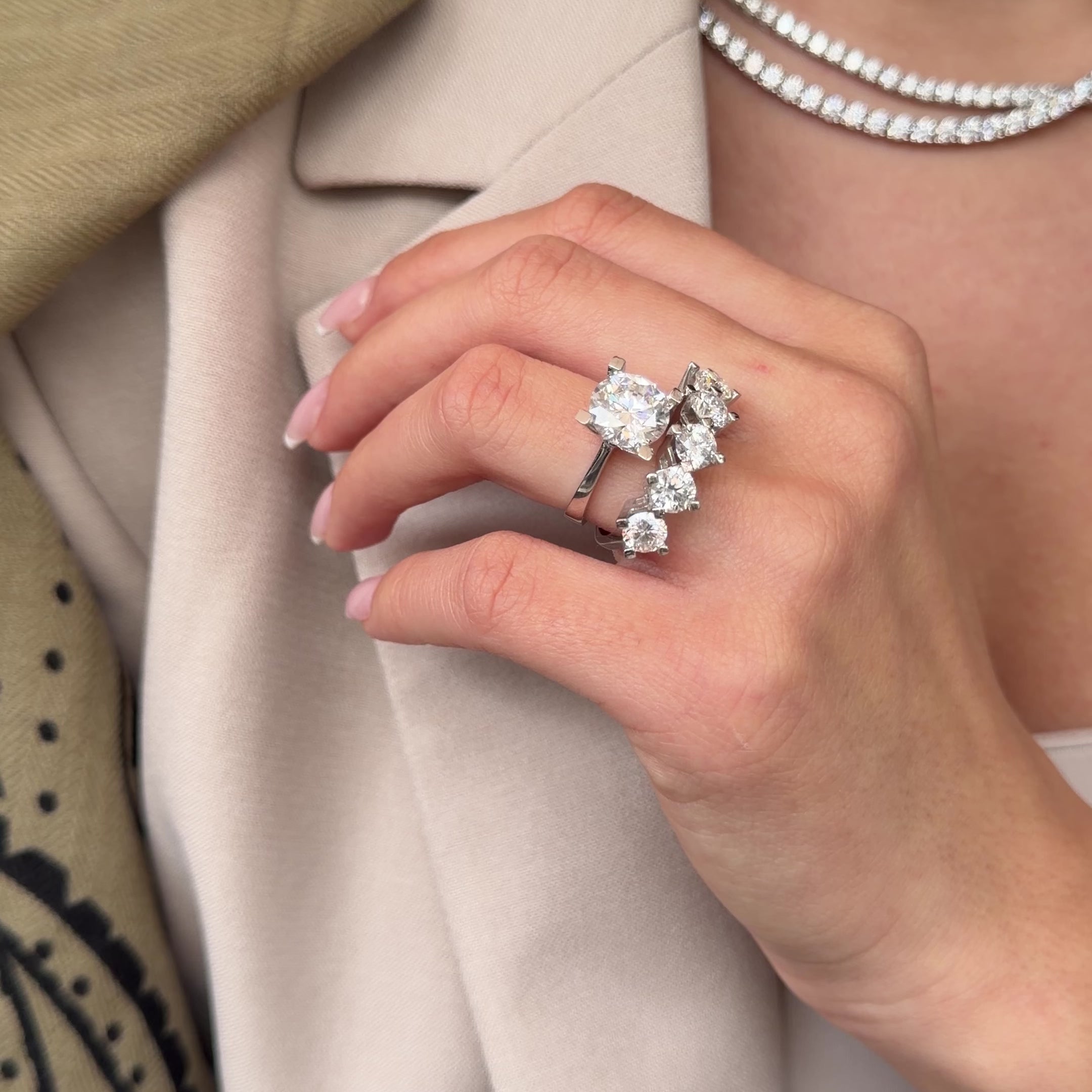 14K Üç Karat Mozanit Tektaş Yüzük