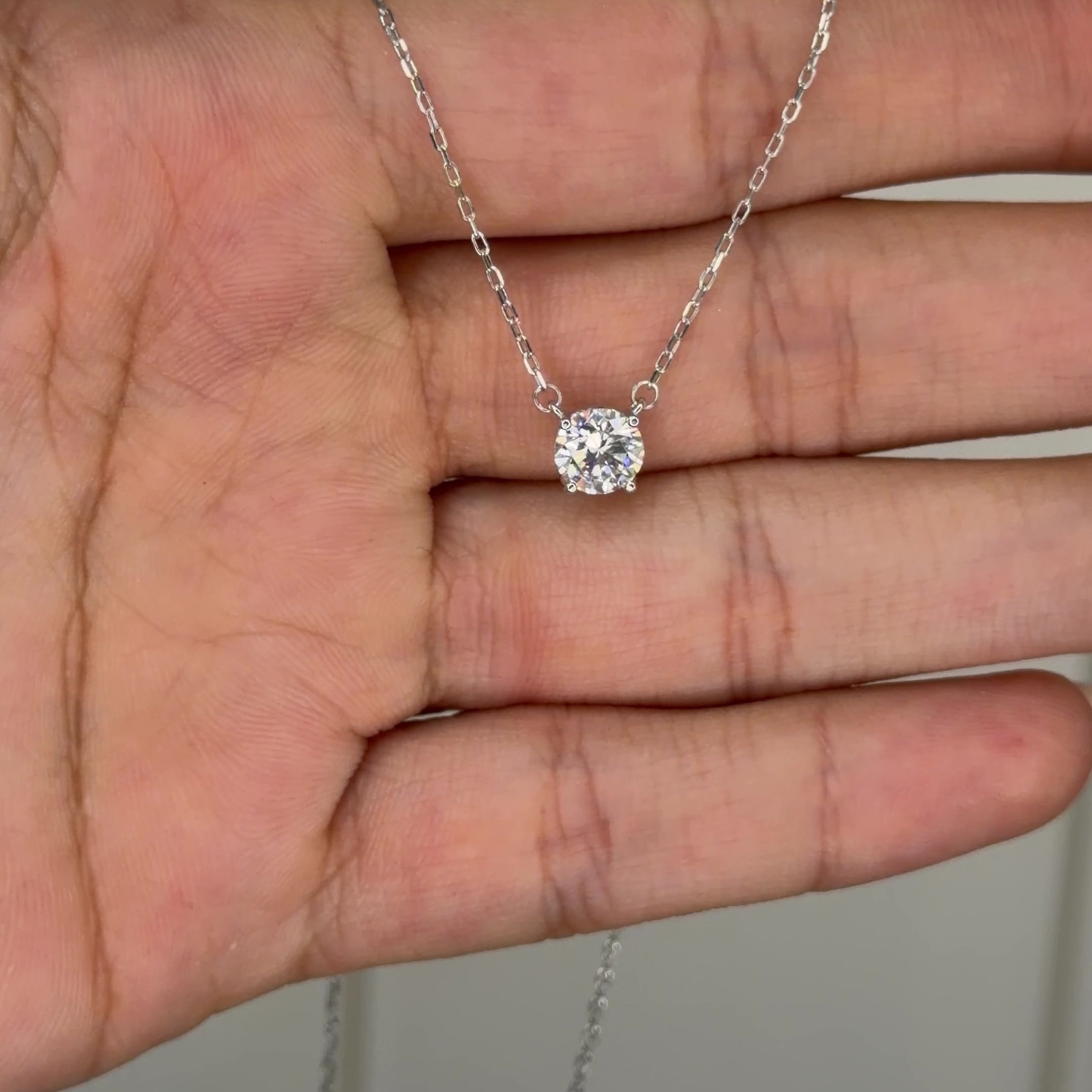 14K 6 mm Mozanit Tektaş Kolye
