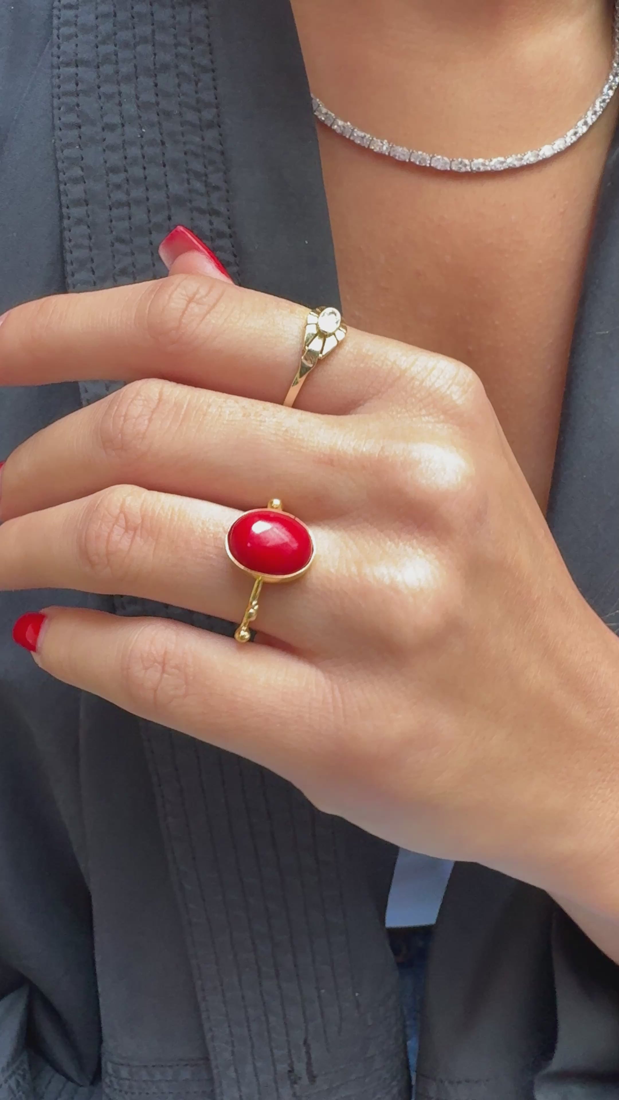 Mercan Doğal Taş Yüzük