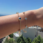 14K Üçlü Nazar Hollow Bileklik