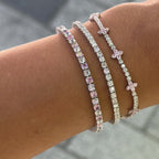 Küçük Taşlı Pembe Yonca Bileklik