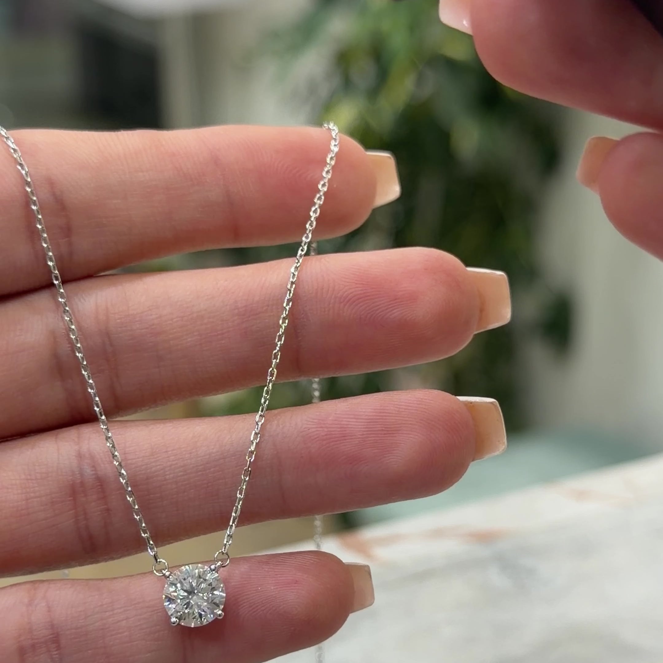 14K 7 mm Mozanit Tektaş Kolye