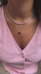 İki buçuk mm Fuşya Taşlı Suyolu Kolye