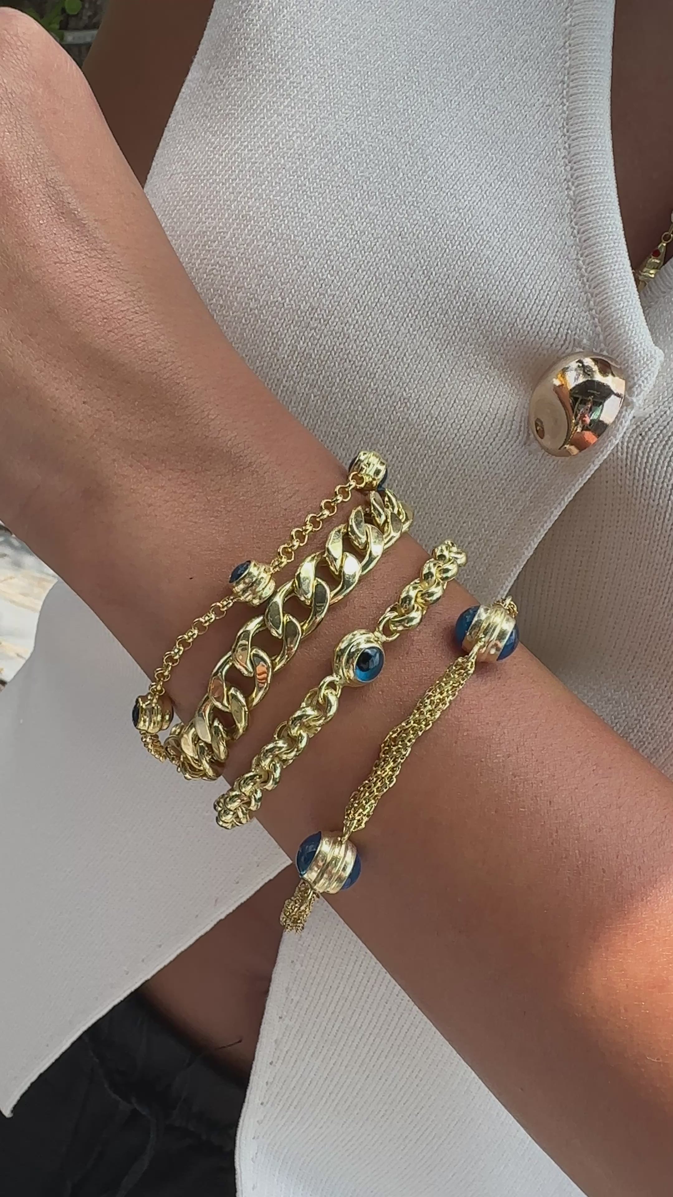 Üçlü Nazar Zincir Hollow Bileklik