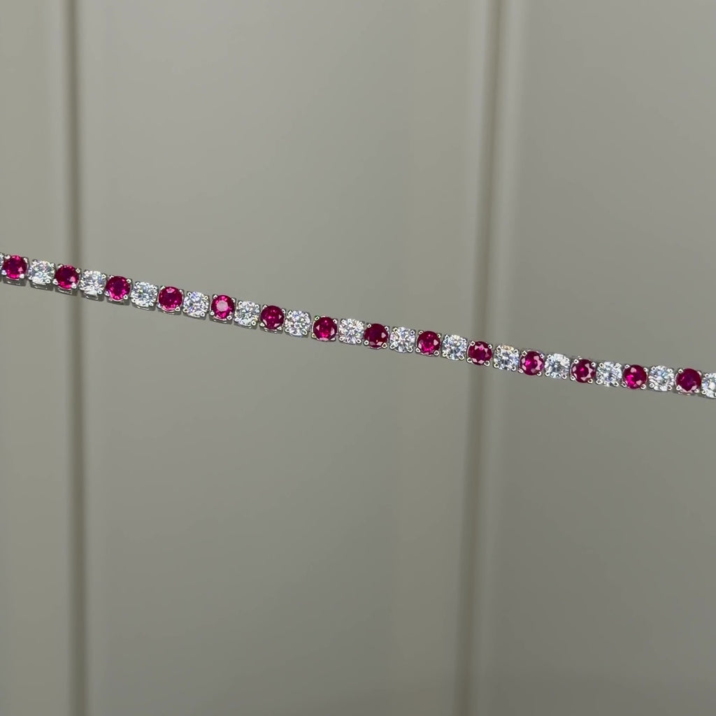 Three mm Fuchsia Stone Tennis Bracelet