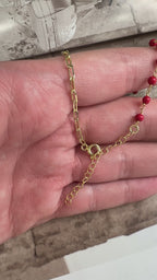 Mercan Taşlı Zincir Detaylı Hayat Ağacı Kolye