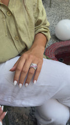 Fuşya Taşlı Geçişli Renk Detaylı Yüzük