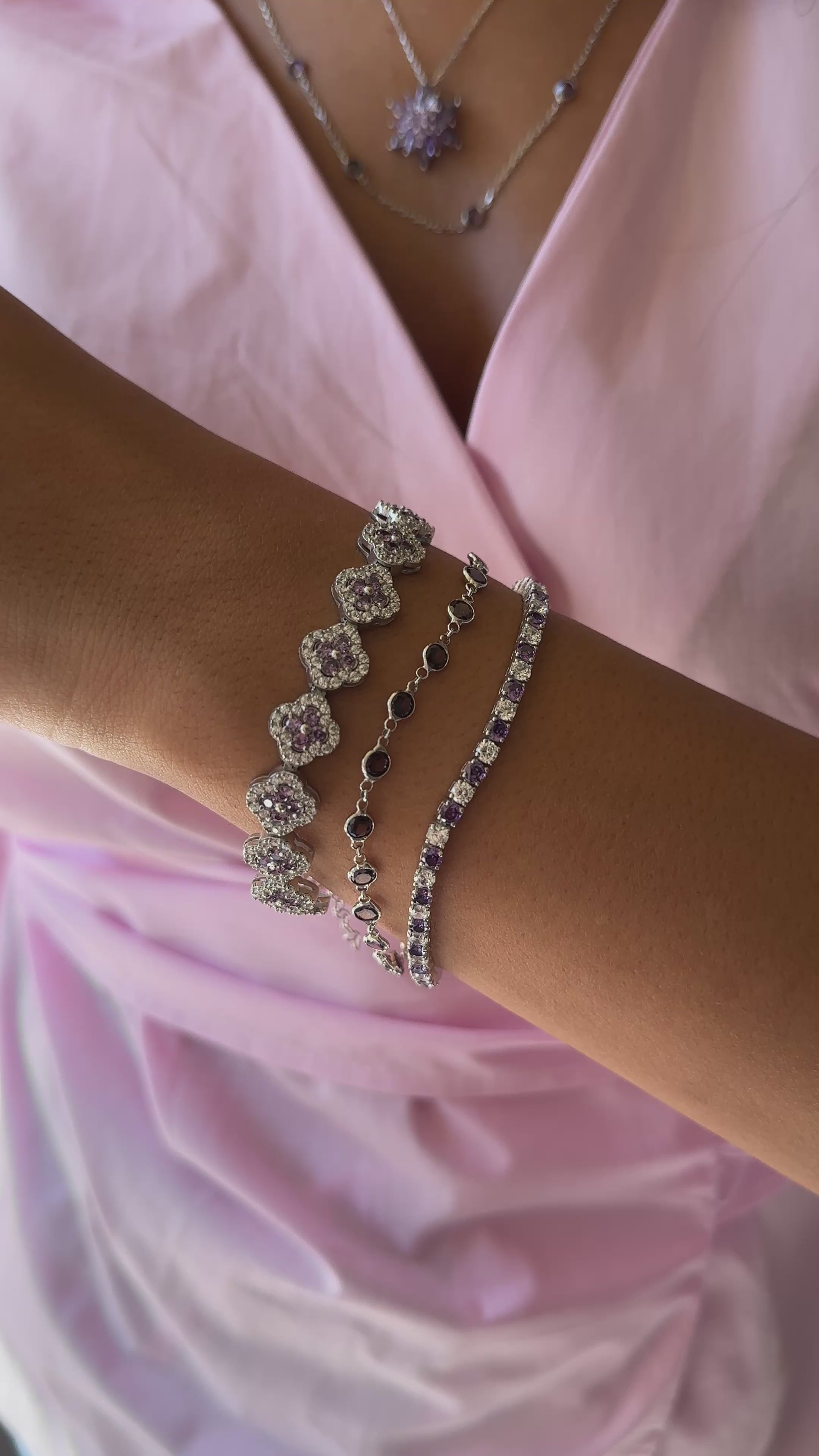 Üç mm Mor Taşlı Suyolu Kolye