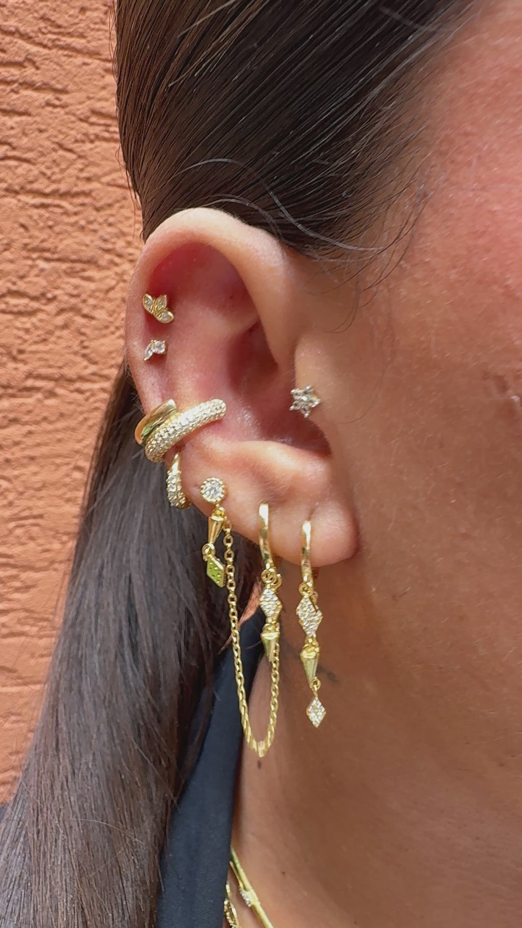 Emily Karo Taşlı Chain Küpe