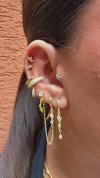 Emily Karo Taşlı Chain Küpe