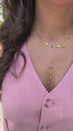 Mavi Taş Detaylı Y Kolye