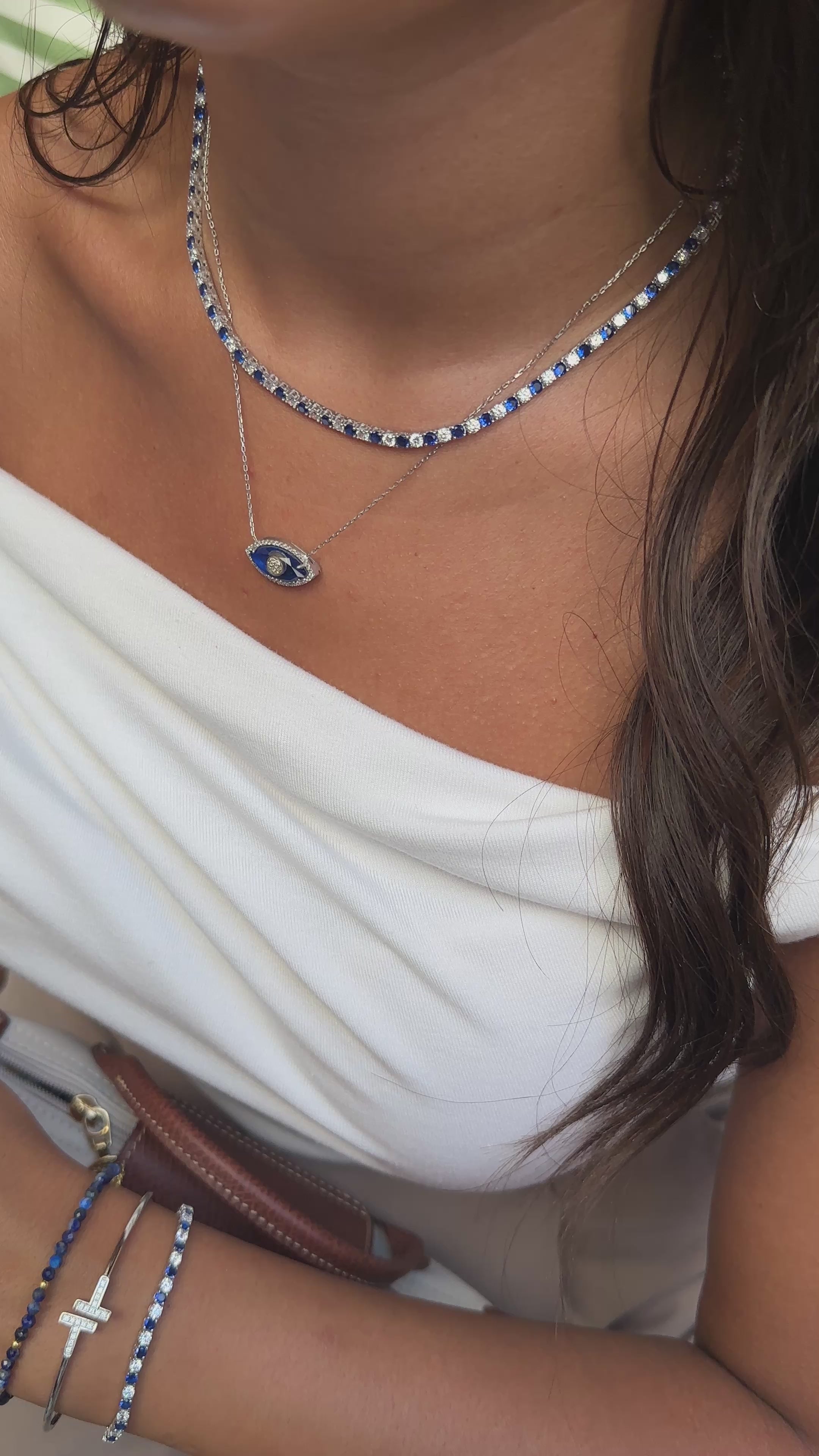 Üç mm Lacivert Taşlı Suyolu Kolye