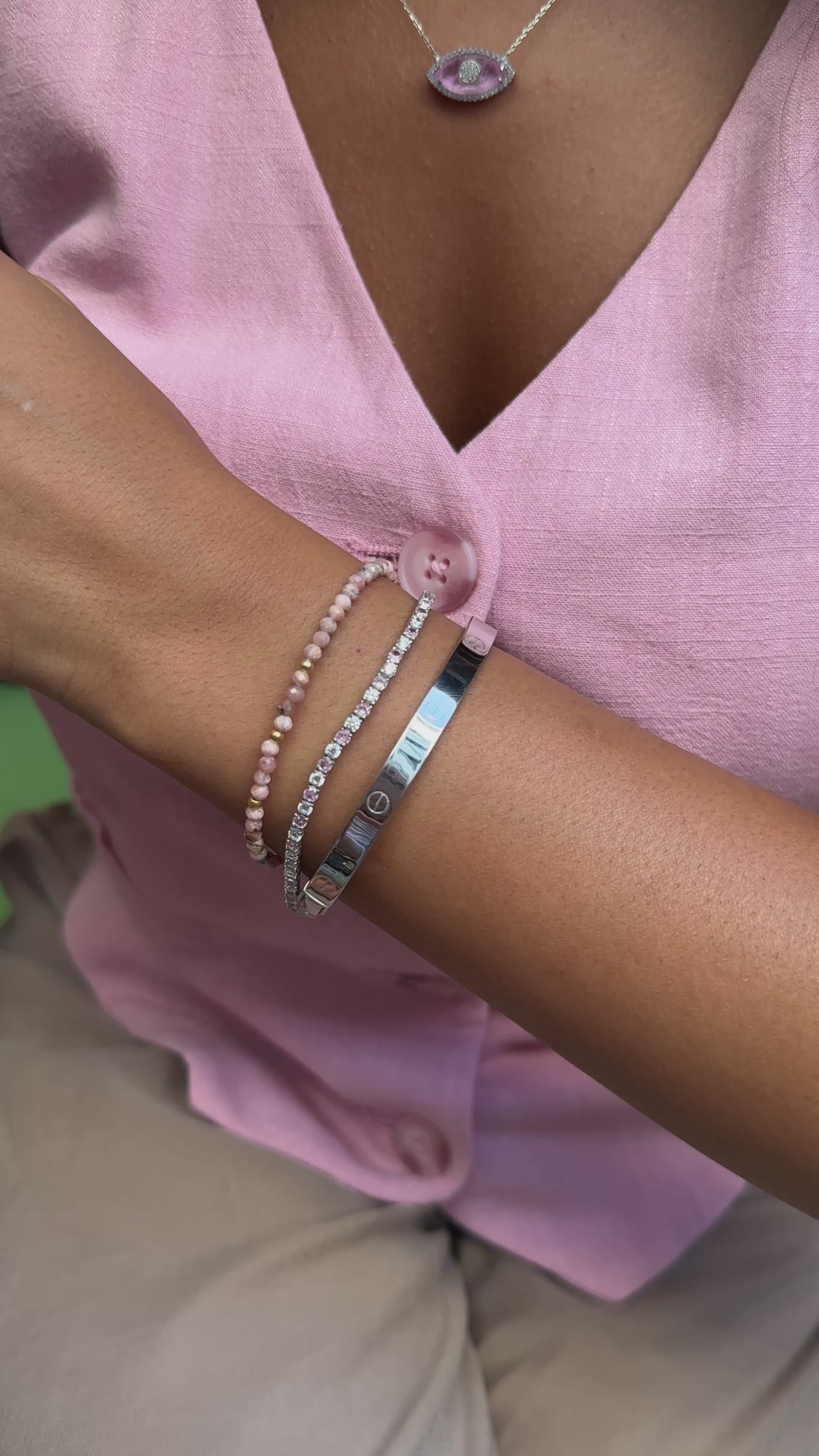 Pembe Renkli Camgöz Kolye