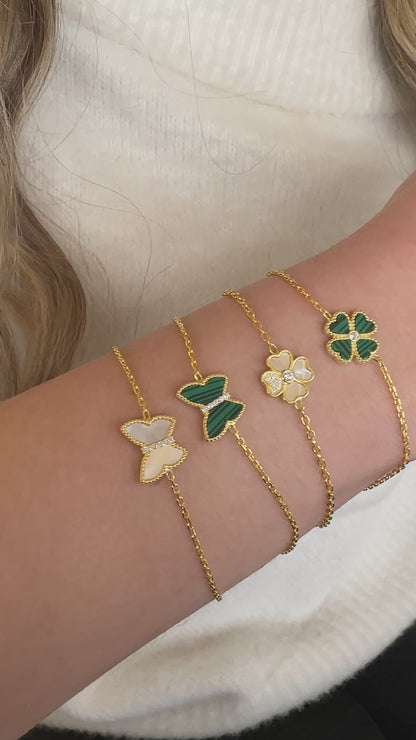 Mother of Pearl Stone Clover Bracelet