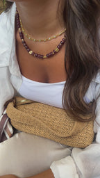 Çubuk Gold Detaylı Yakut Taşlı Kolye