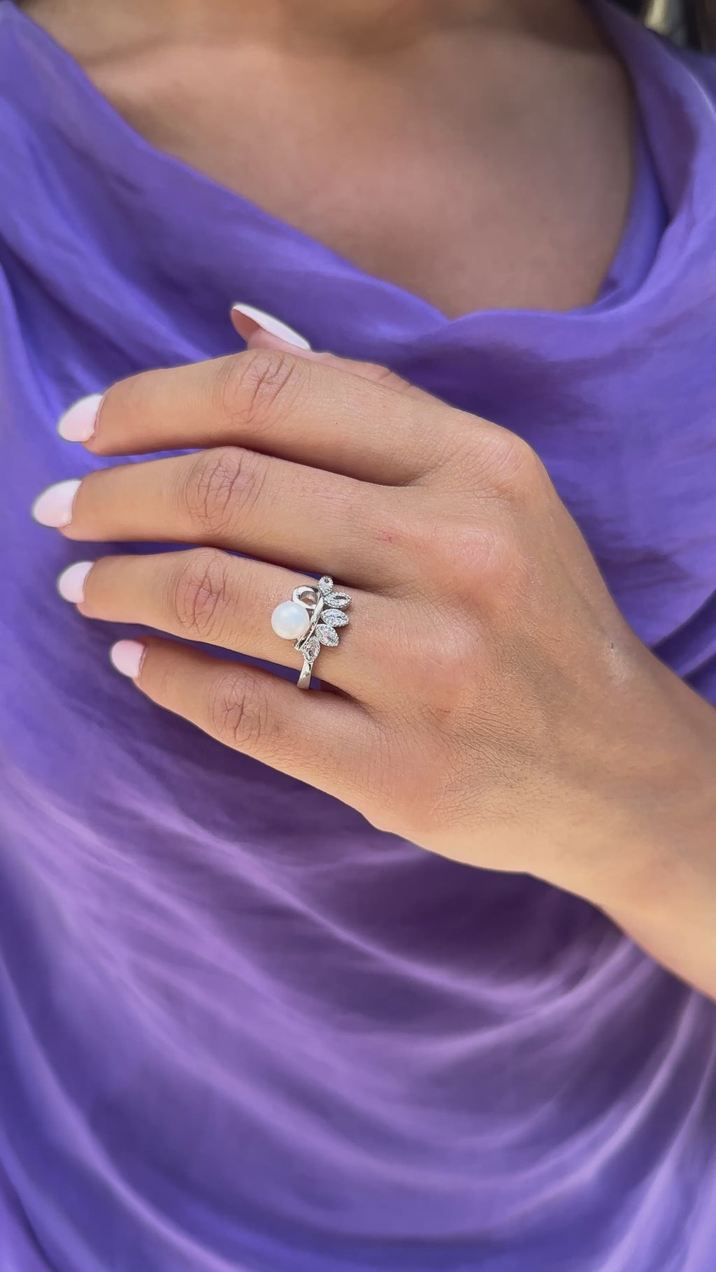 Dewdrop Five Stone Pearl Ring