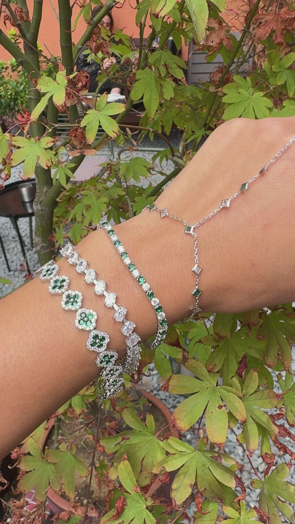 Yeşil Yonca Taşlı Bileklik