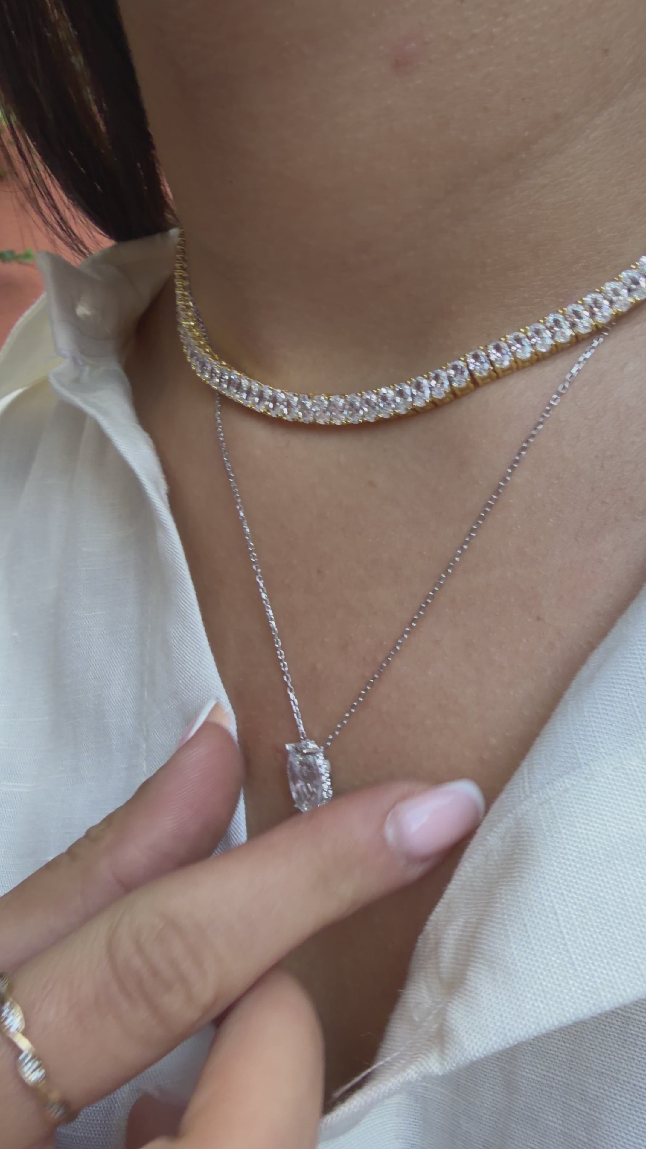 14K Taşlı Montür Mozanit Kolye