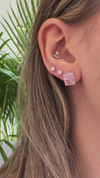 Renkli Taşlı Dikdörtgen Küpe