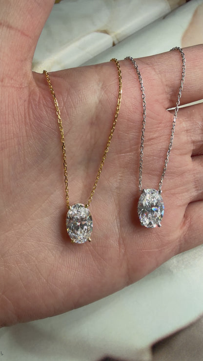 Taşlı Montür D-Color Oval Kolye