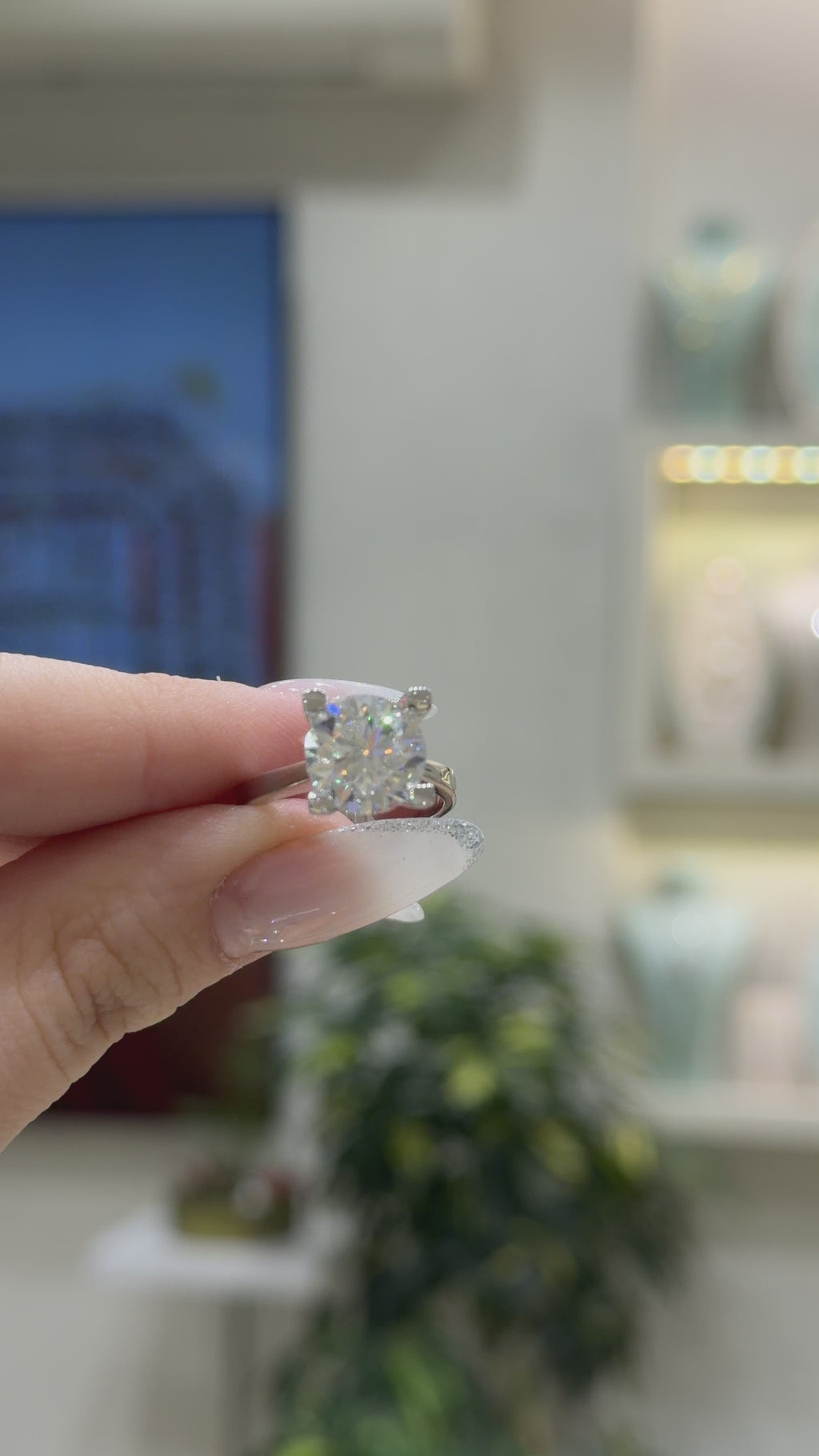 14 Karat Vier Karat Moissanit Solitärring