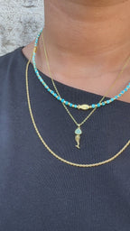 Balık Detay Turkuaz Doğal Taş Kolye