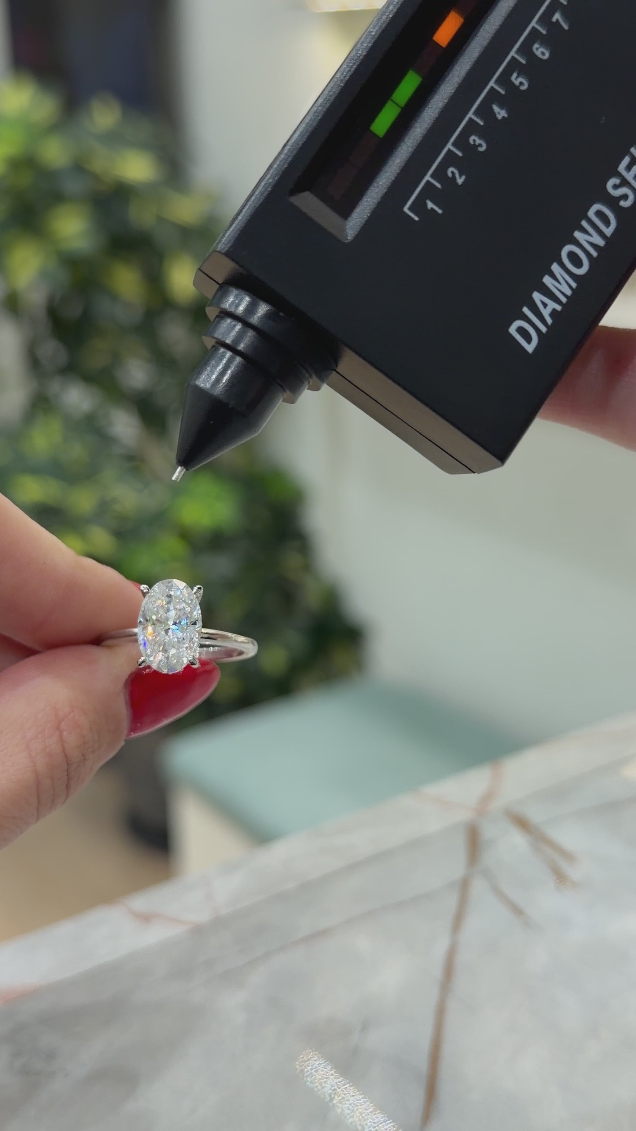 14K Moissanite Gemstone Long Oval Solitaire Ring