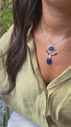 Lapis ve Turkuaz Taşlı Doğal Taş Kolye