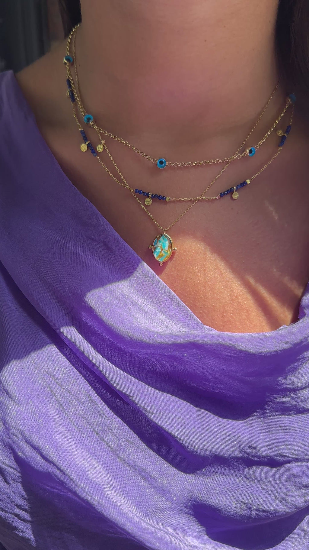 Turkuaz Apalit Taşlı Kolye