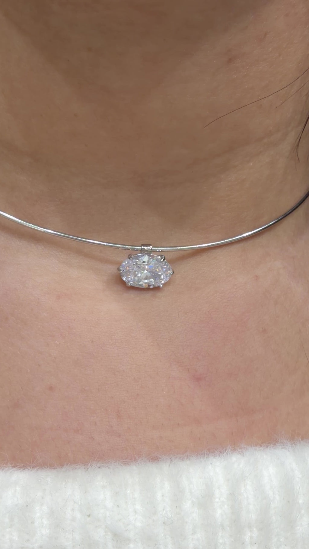 Tasarım Oval Kesim Choker Kolye