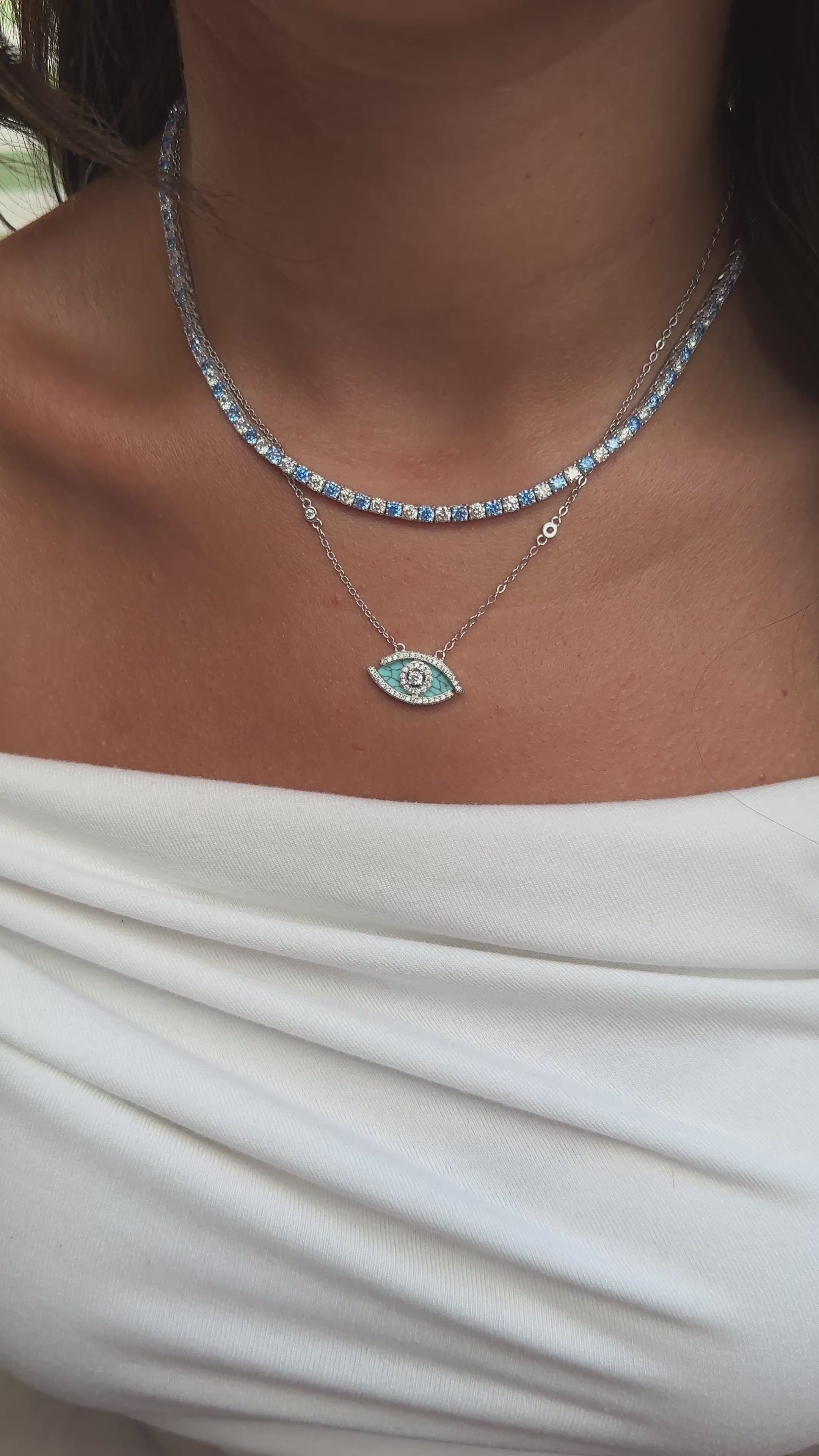 Üç mm Aqua Taşlı Suyolu Kolye