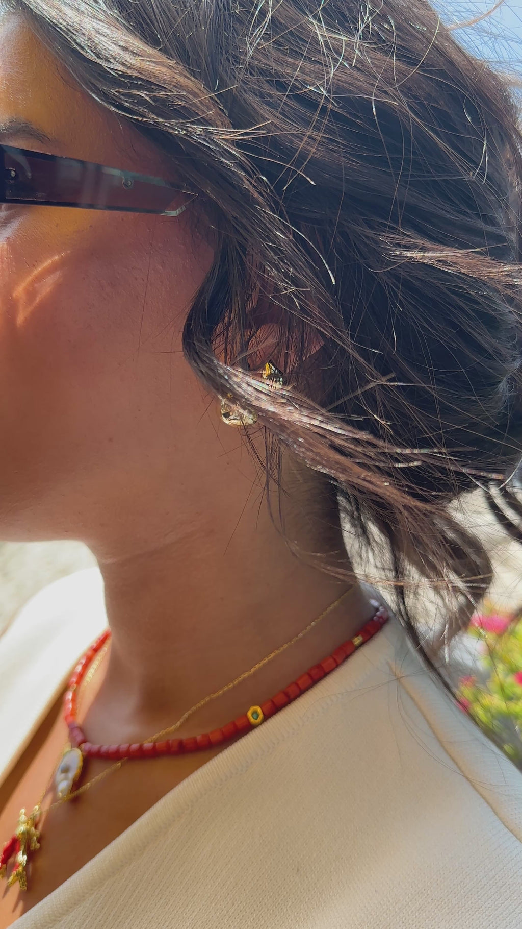 Sedefli Mercan Doğal Taş Kolye