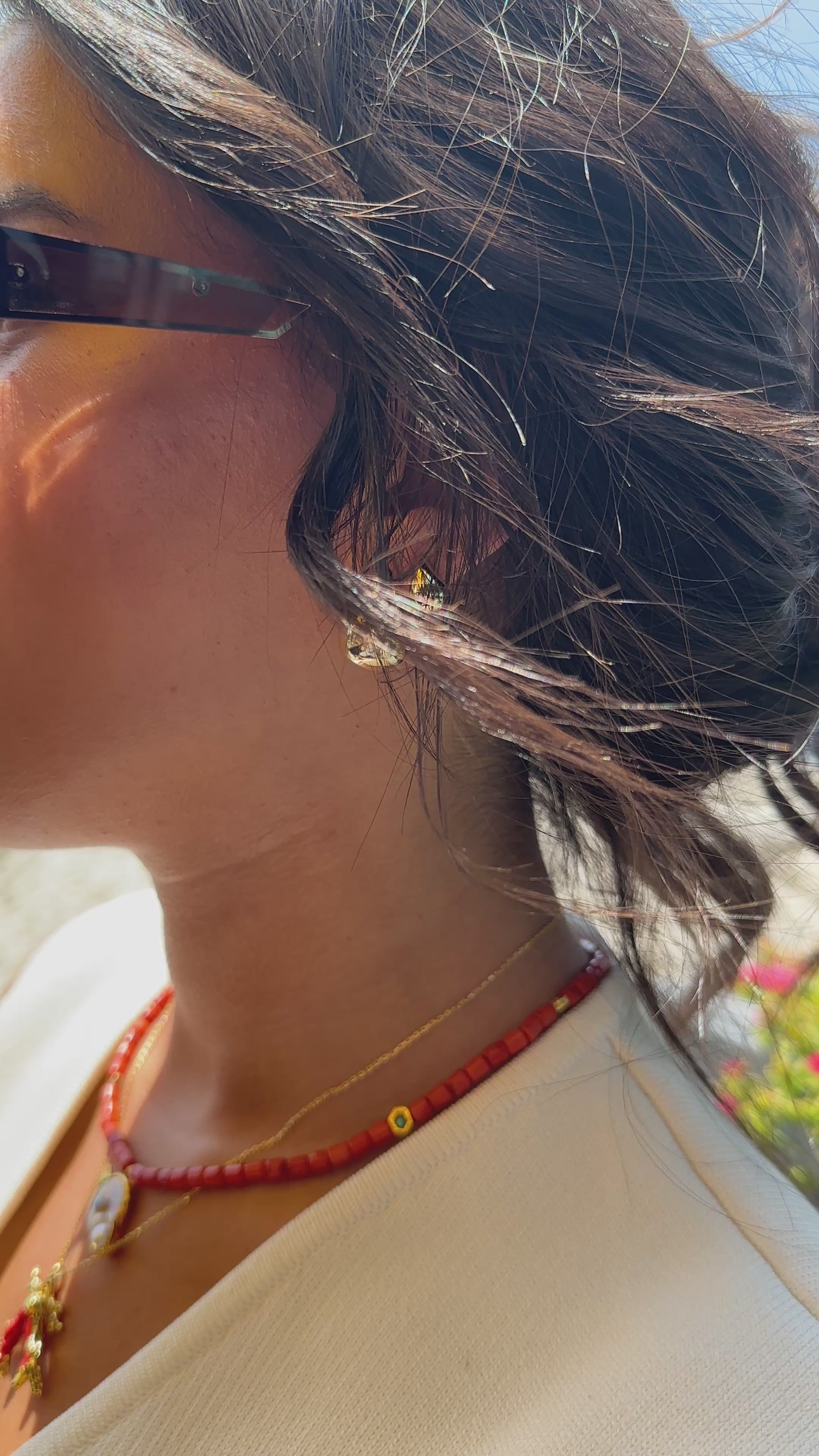 Sedefli Mercan Doğal Taş Kolye