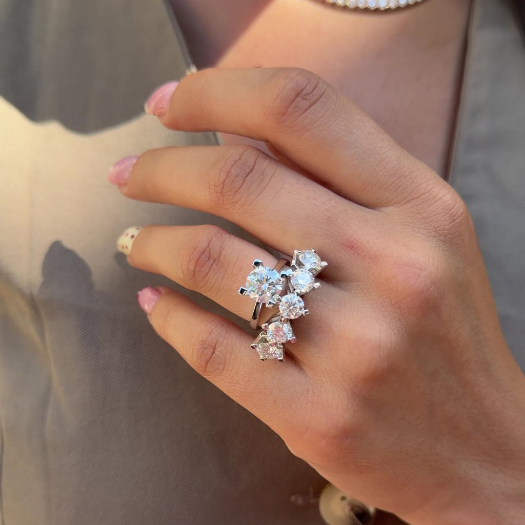 14K İki Karat Mozanit Tektaş Yüzük