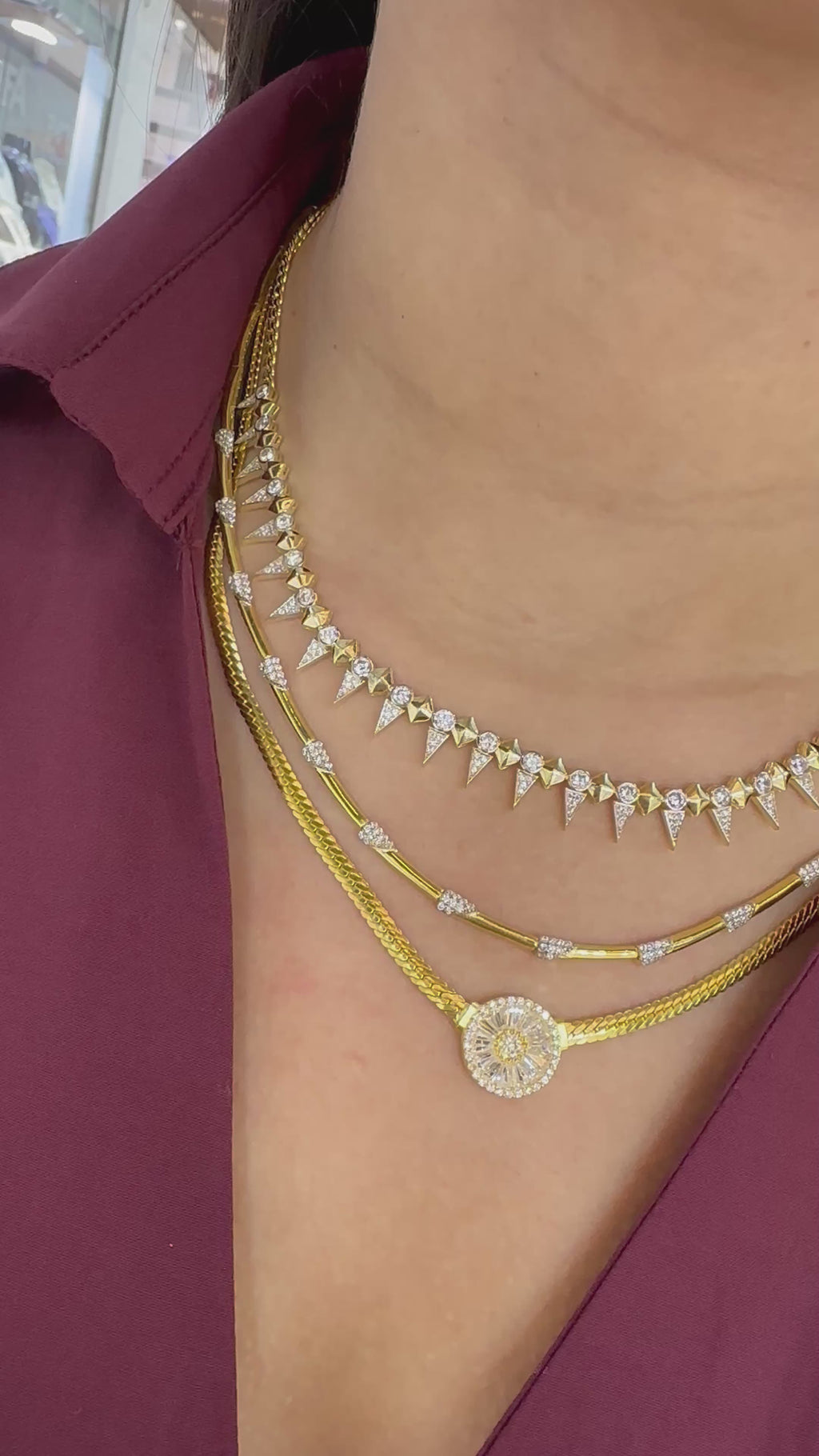 Baguette Stone Wicker Necklace