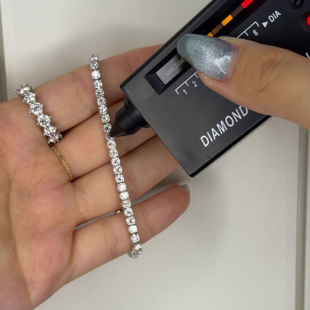 14K Üç mm Mozanit Suyolu Bileklik