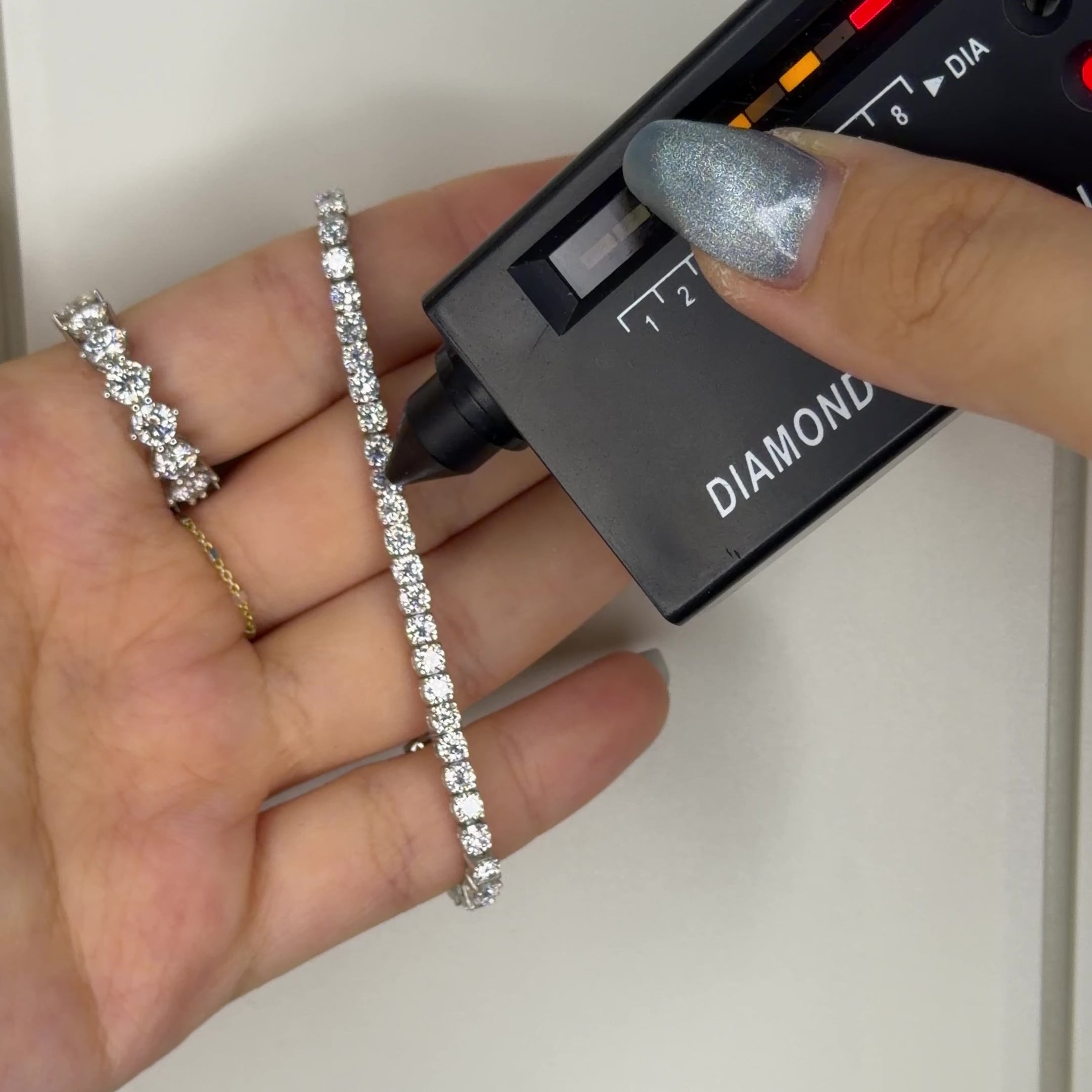 14K Üç mm Mozanit Suyolu Bileklik